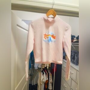 Teddy Fresh x Care Bears Pink Crop Top Long Sleeves Mockneck